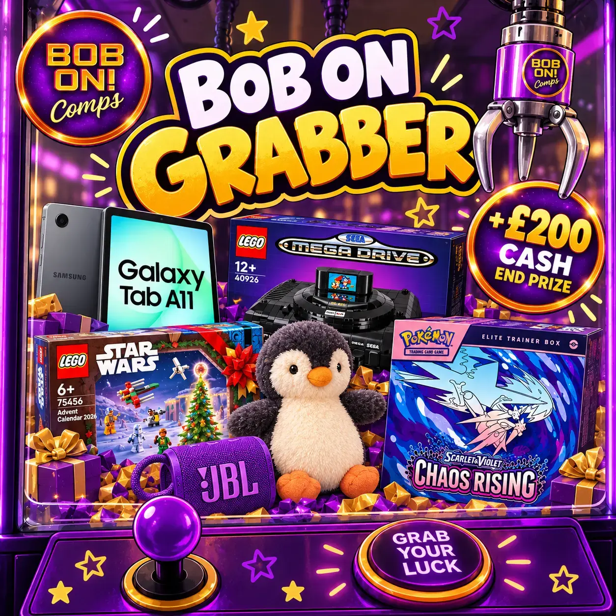 BOB ON GRABBER | Claw your luck… prizes, cash & credit to grab