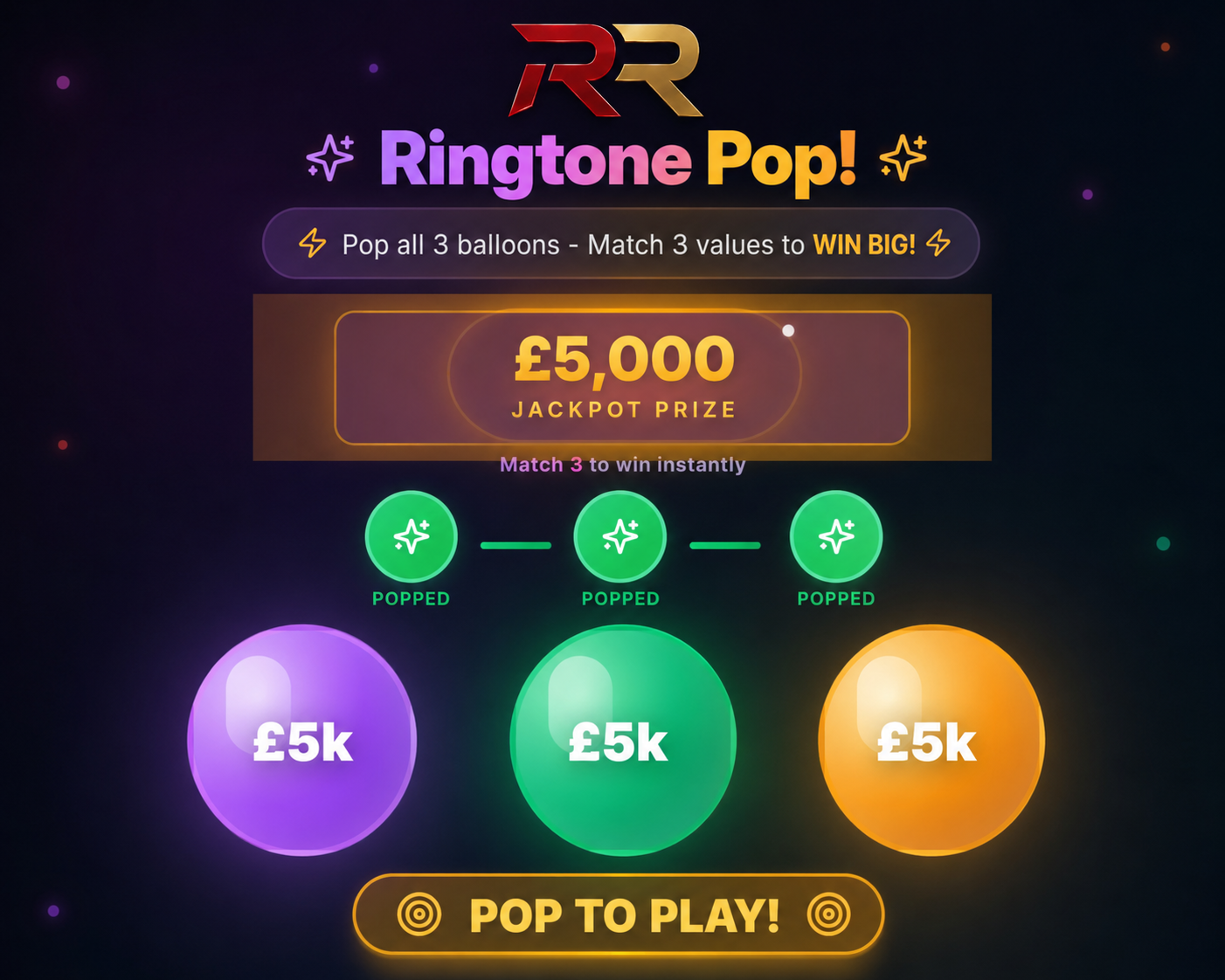 🎈💥 RINGTONE POP 💥🎈 WIN UP TO £5,000 CASH + RINGTONE POINTS 💷 🔥